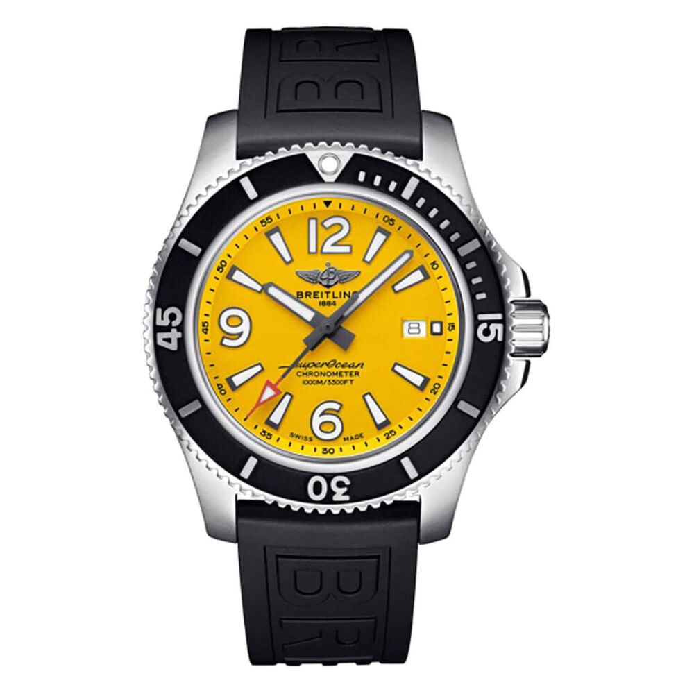 Breitling Superocean Automatic Yellow Dial & Black Rubber 44mm Watch