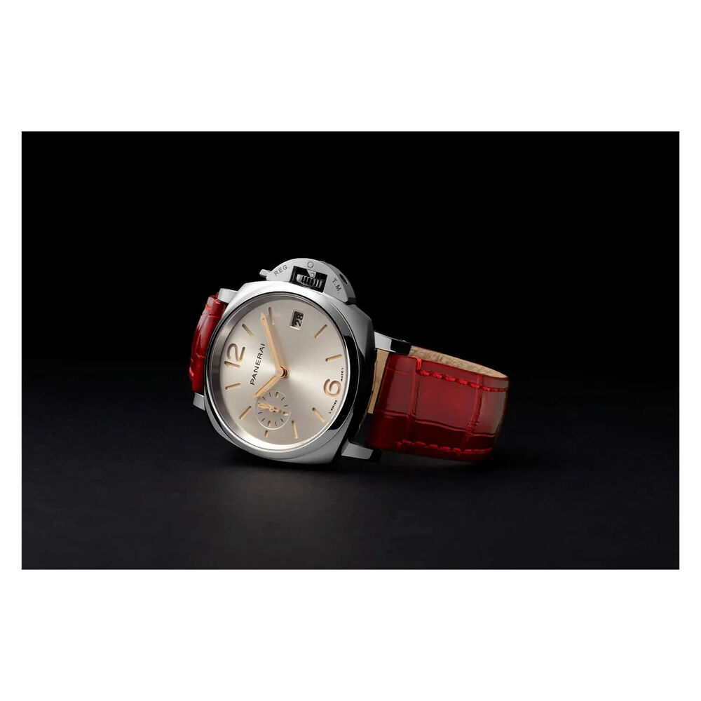 Panerai Luminor Due 38mm Gold - Yellow Dial Red Strap Watch image number 5