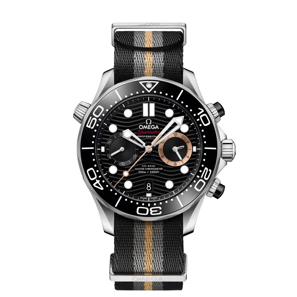 OMEGA Seamaster Diver 300M 007 First Light James Bond 44mm Black Dial NATO Strap Watch