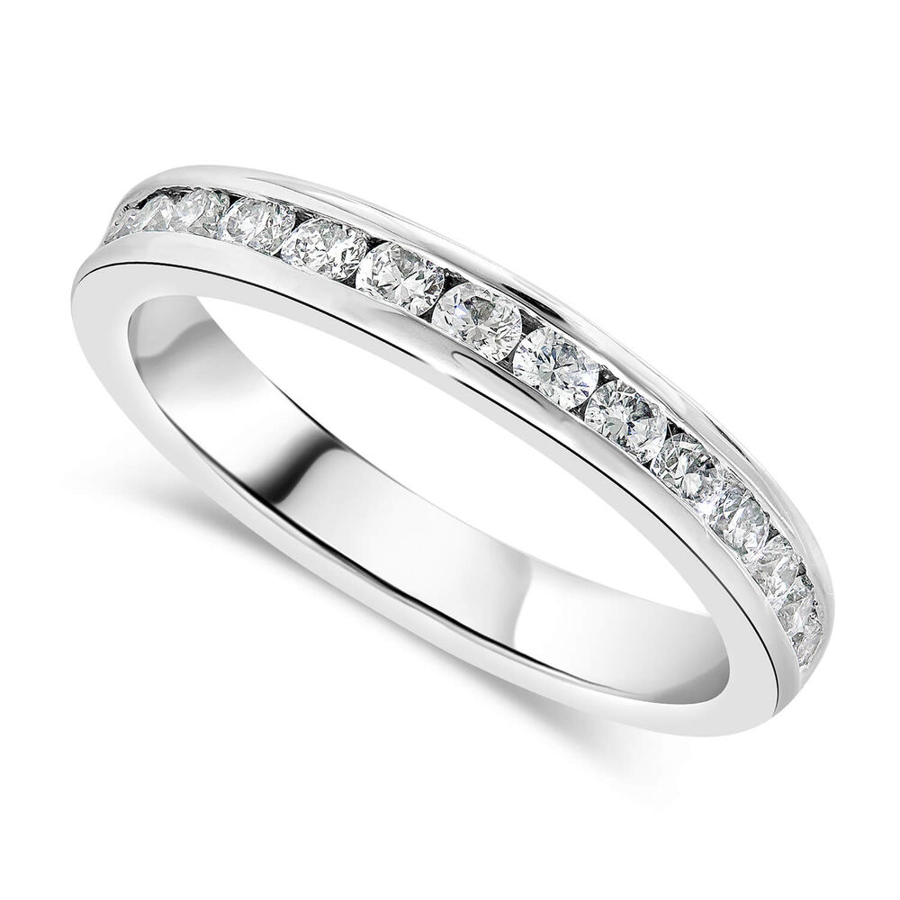 Ladies' platinum 0.50 carat diamond 3mm wedding ring image number 0