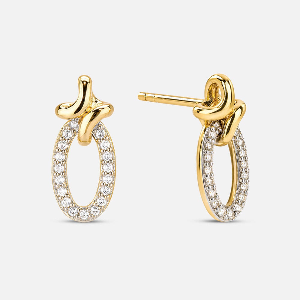 Yellow Gold Plated Vermeil Sterling Silver 0.17ct Lab Grown Diamond Oval Drop Earrings