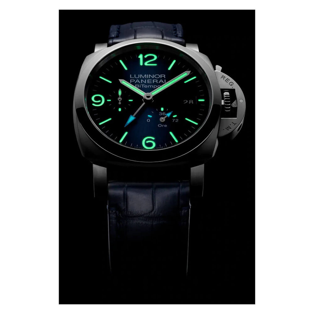 Panerai Luminor 44mm BiTempo Blue Dial Strap Watch image number 2