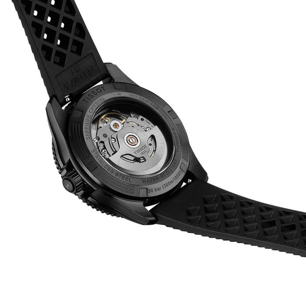 Tissot Seastar Powermatic 80 40mm Blue Dial Black Bezel Rubber Strap Watch image number 4