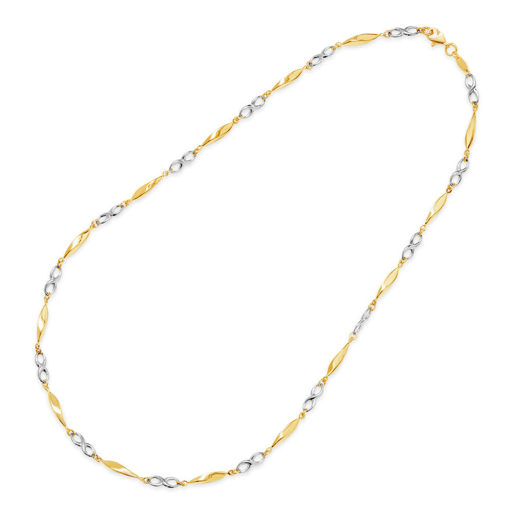 9ct Yellow &  White Gold Infinity and Polished Link Necklet image number 3