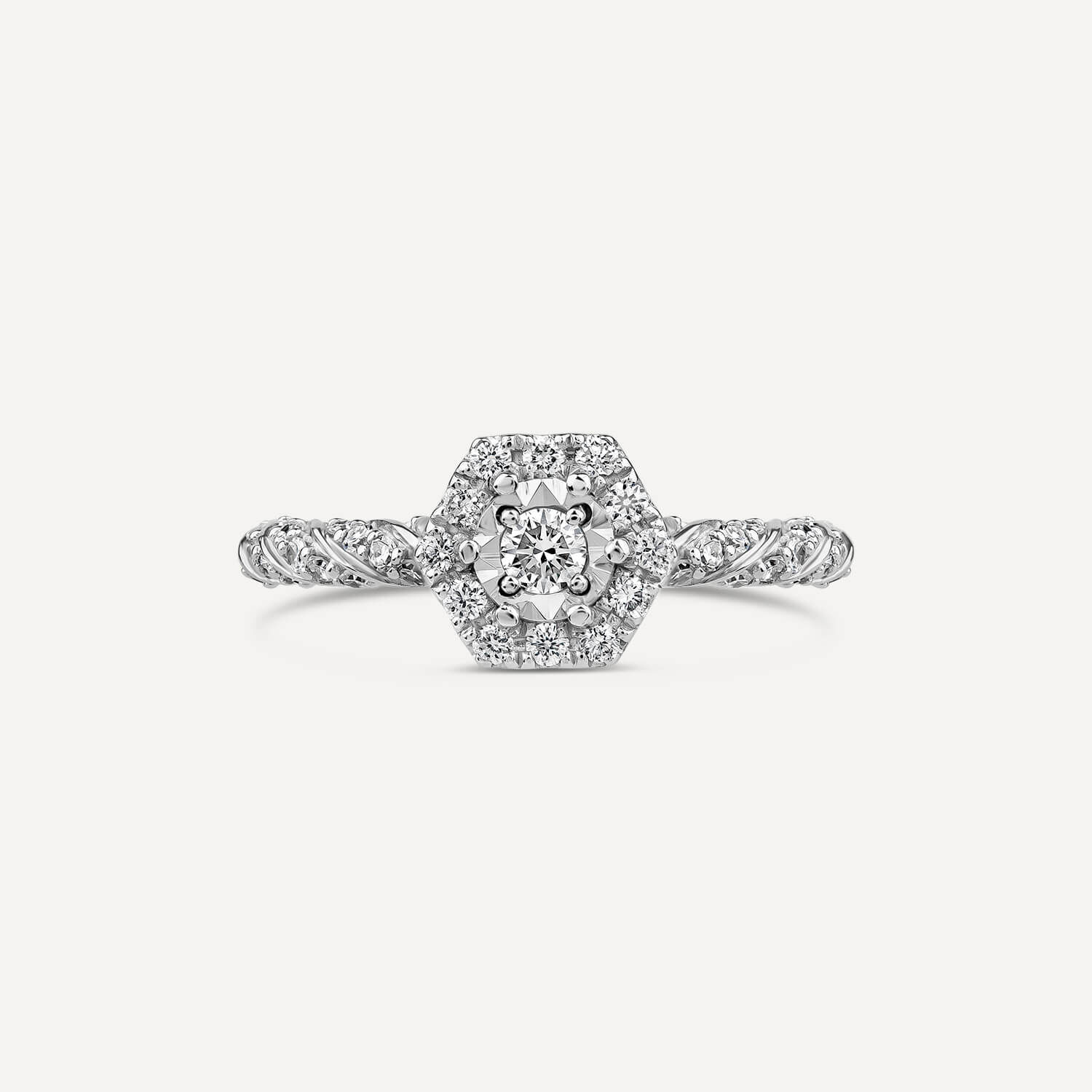 Square halo round diamond engagement ring on sale