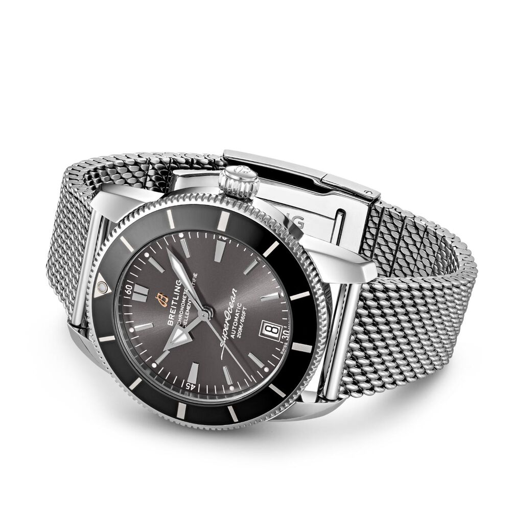 Breitling UK Edition Superocean Heritage B20 42mm Grey Dial Black Bezel Steel Bracelet Watch image number 2