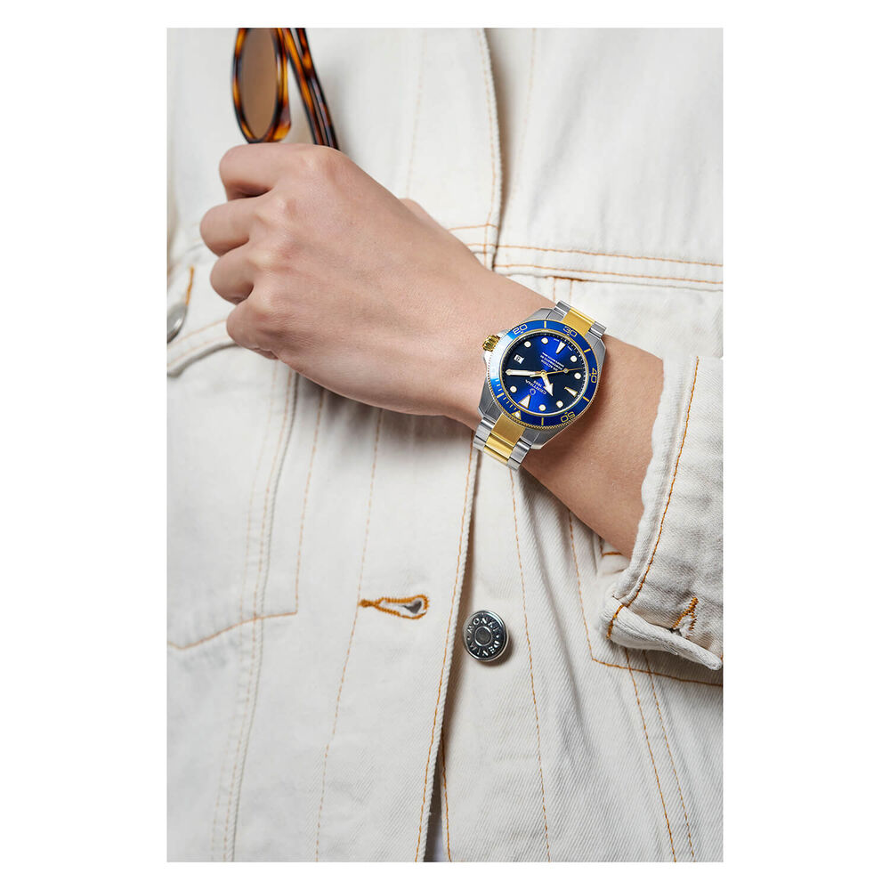Certina DS Action Diver 38mm Blue Dial Yellow Gold & Steel Bracelet Watch image number 5