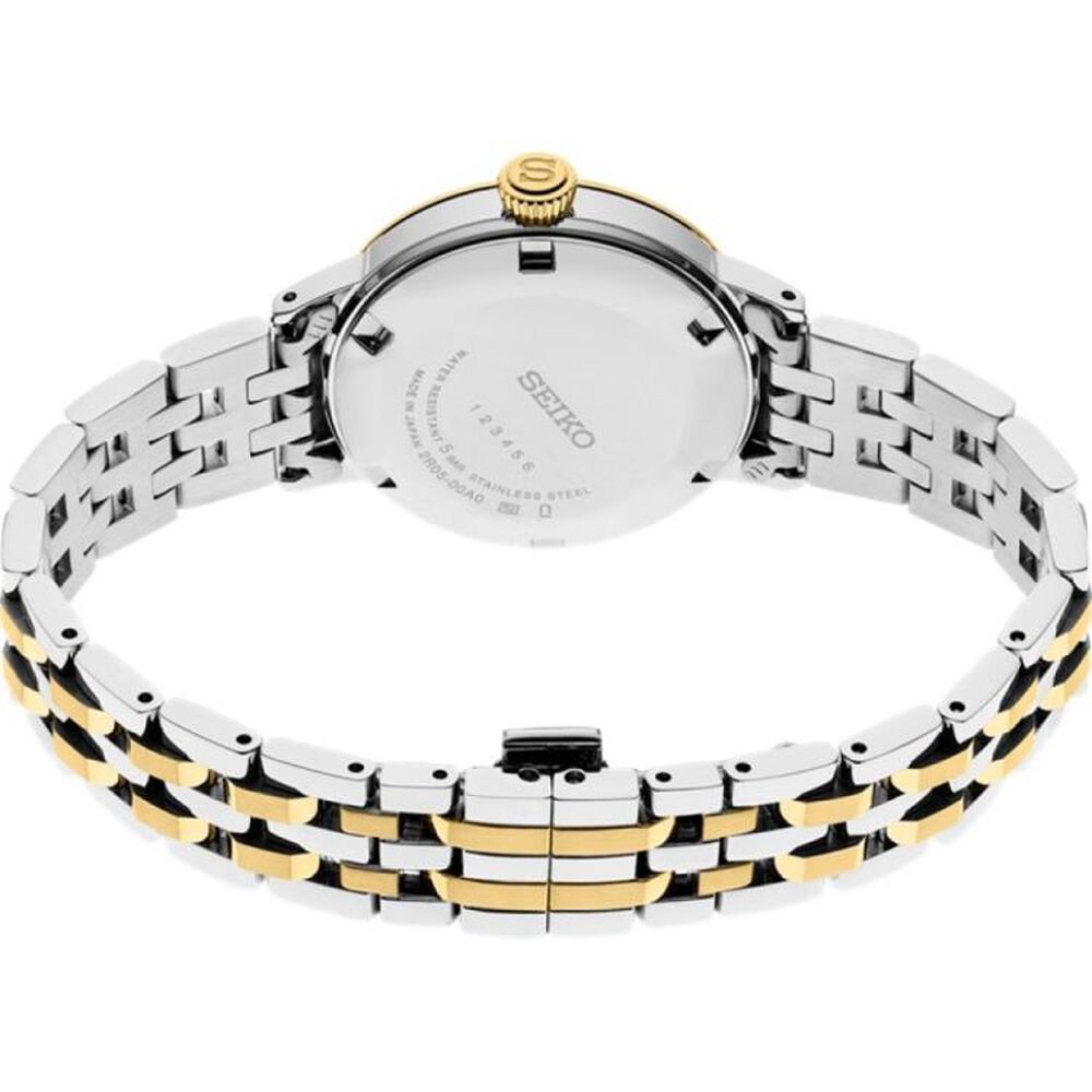 Seiko Presage 30mm Cocktail Time 'White Lady' Diamond Twist Yellow Gold Case Watch image number 5