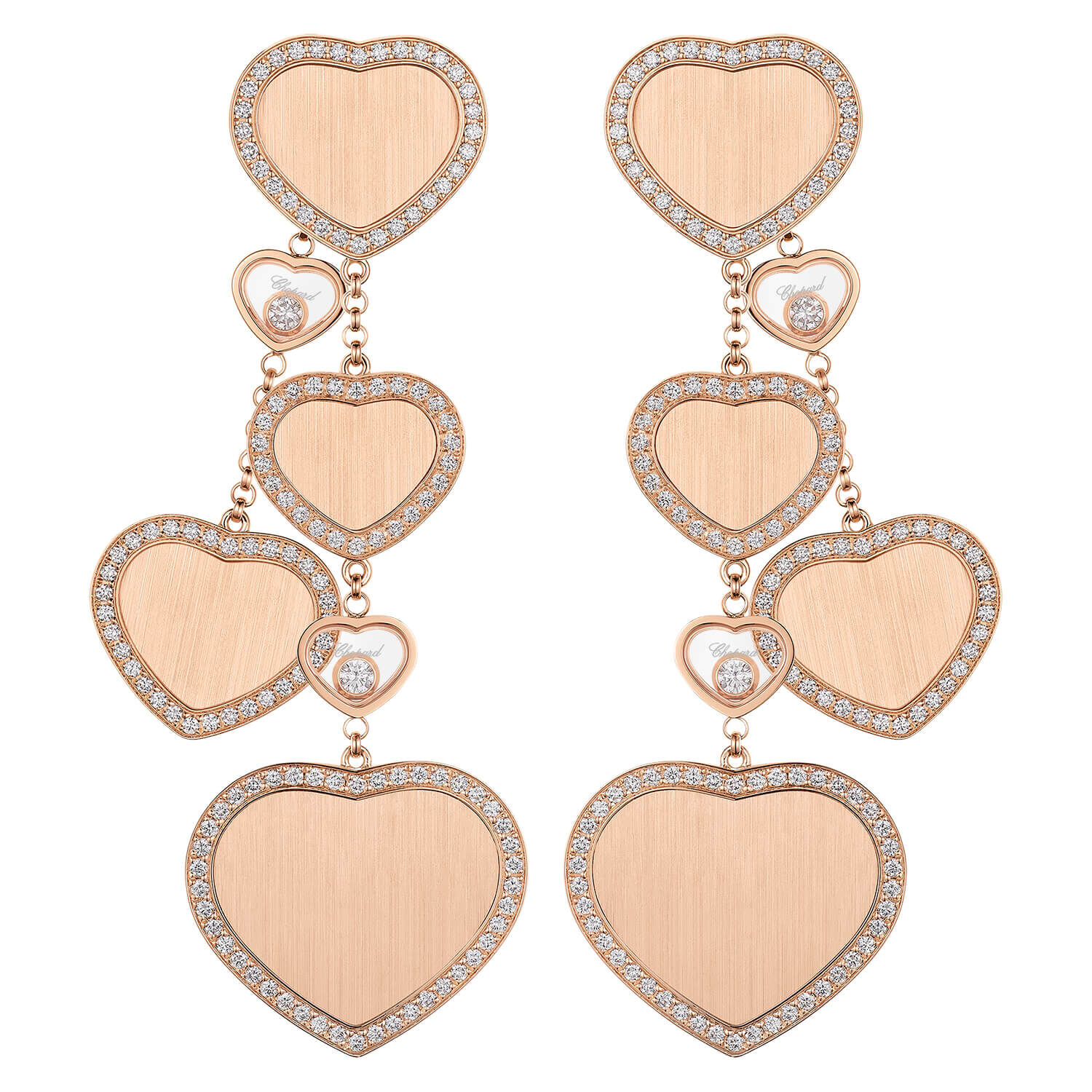 Chopard 18kt Rose gold Diamond Happy Hearts Earrings  Farfetch