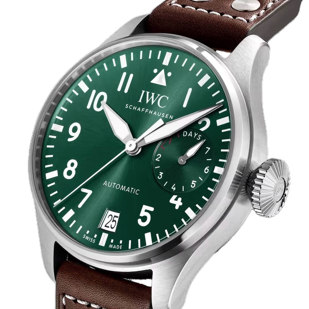 IWC Schaffhausen Big Pilot's "Racing Green" Edition Brown Leather Strap Watch image number 1