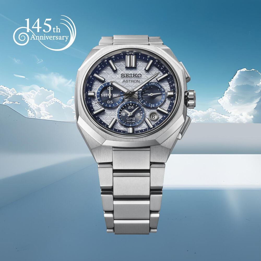 Seiko 145th Anniversary Astron GPS Solar 5X63 White-Silver Dial Titanium Bracelet Watch