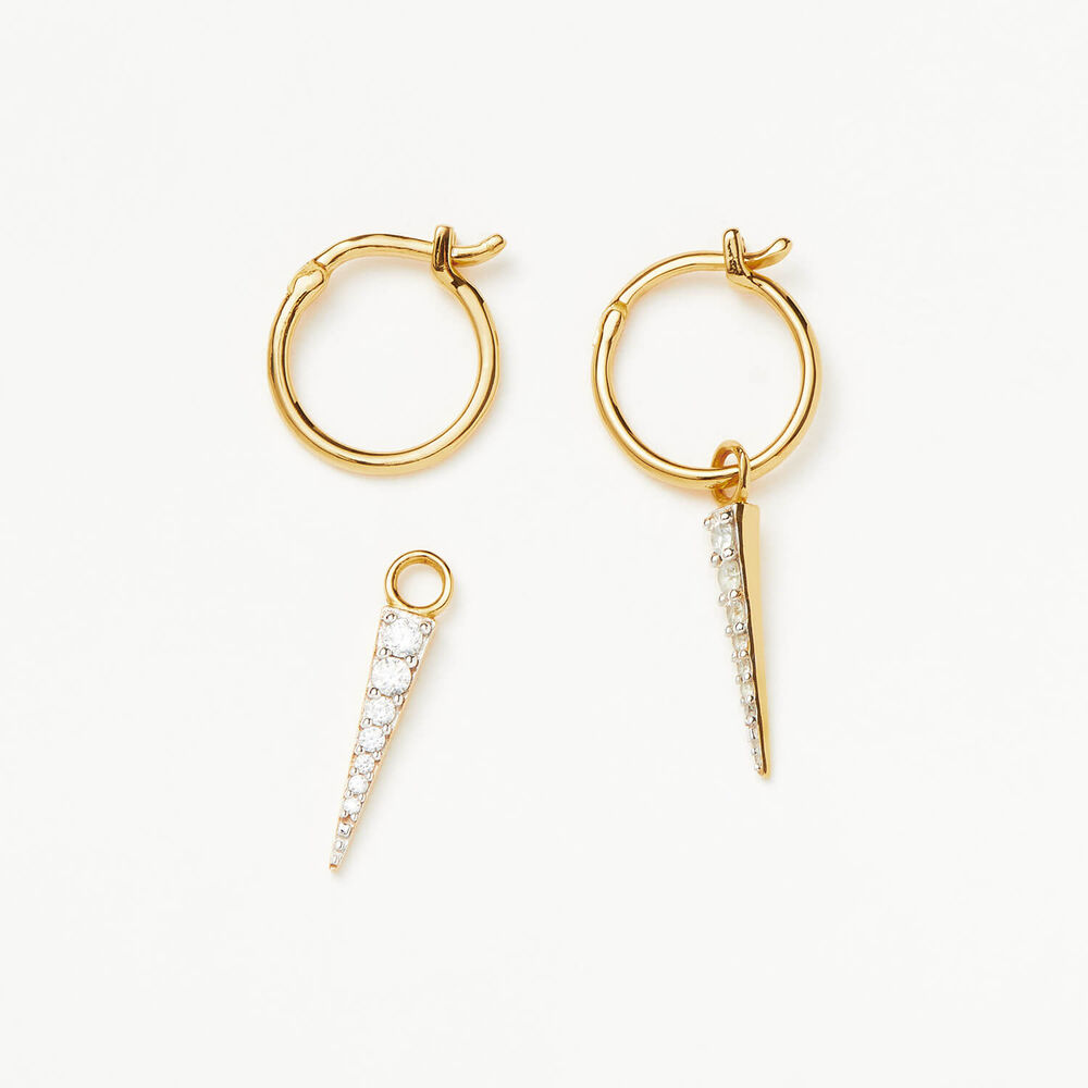 Missoma 18ct Gold Vermeil Sterling Silver Cubic Zirconia Mini Pave Spike Charm Hoop Earrings