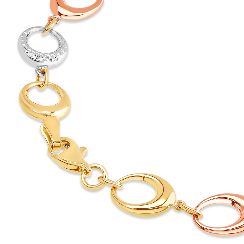 9ct 3 Colour Gold Open Circle Bracelet image number 2