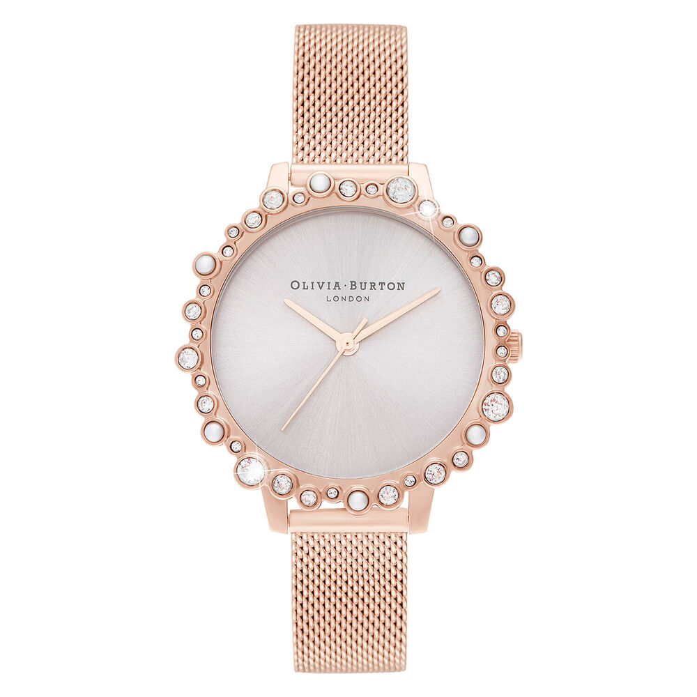 Olivia Burton Bubble Case Pale Rose Gold Mesh Ladies Watch