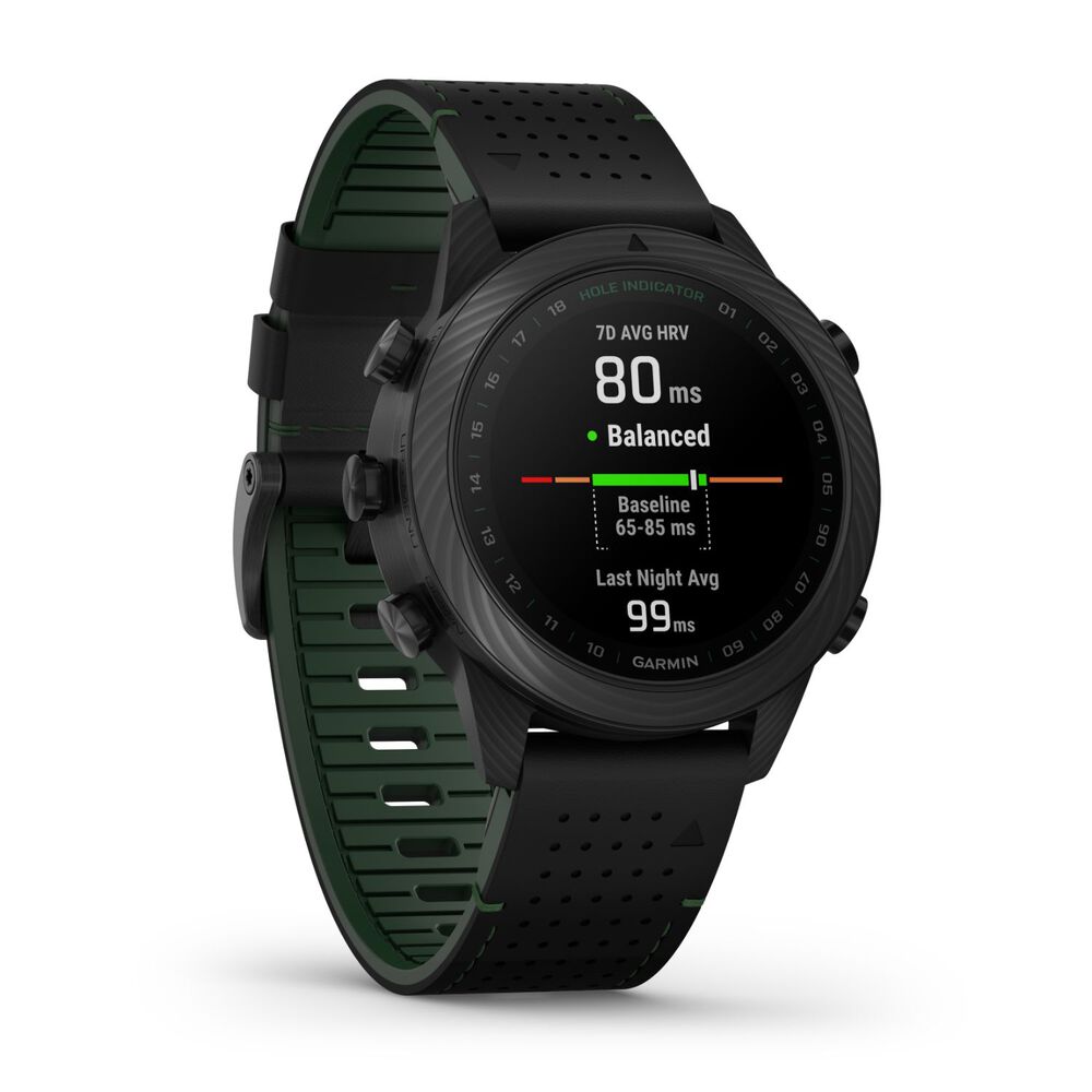 Garmin MARQ® Golfer (Gen 2) Carbon Edition 46mm Titanium Case Silicone Strap Watch image number 4