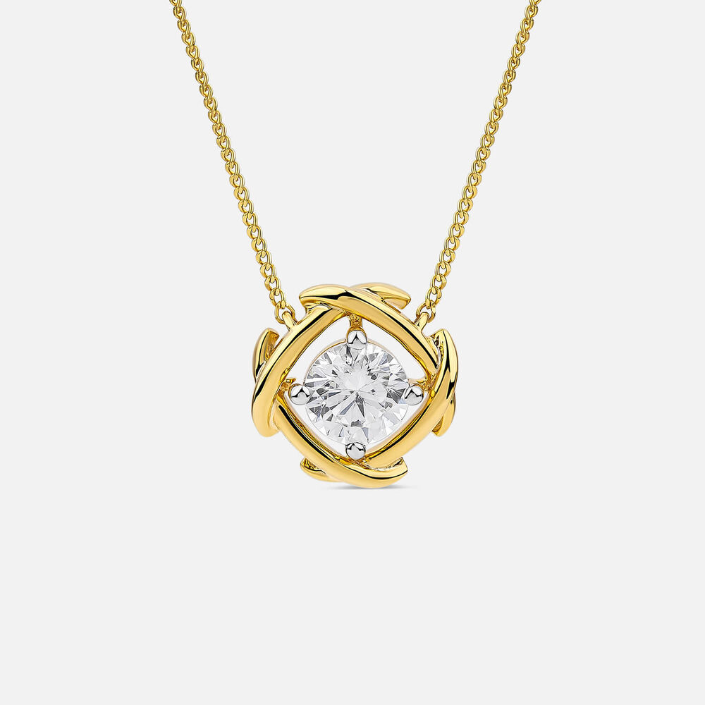 9ct Yellow Gold 1.00ct Lab Grown Diamond Entwined Love Knot Pendant
