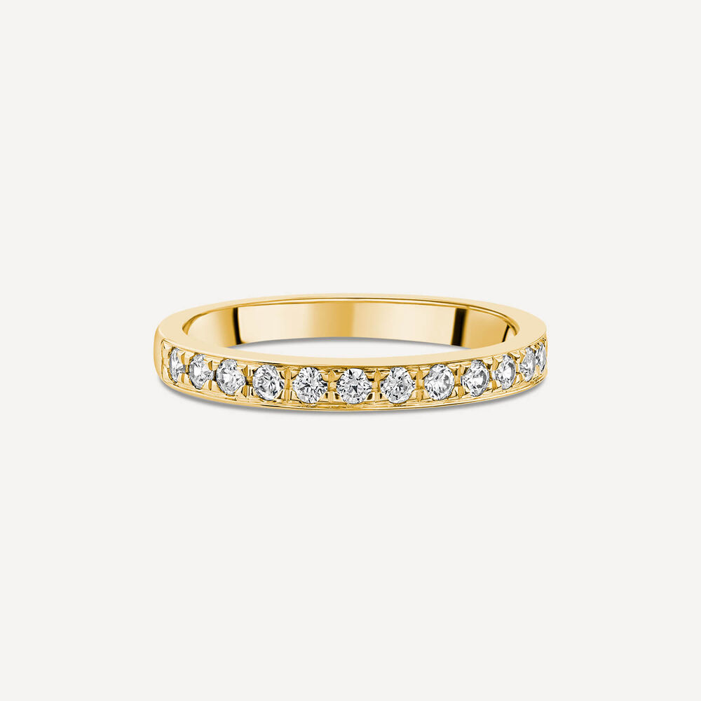 9ct Yellow Gold 2.5mm 0.30ct Diamond Pave Set Wedding Ring- (Special Order) image number 2