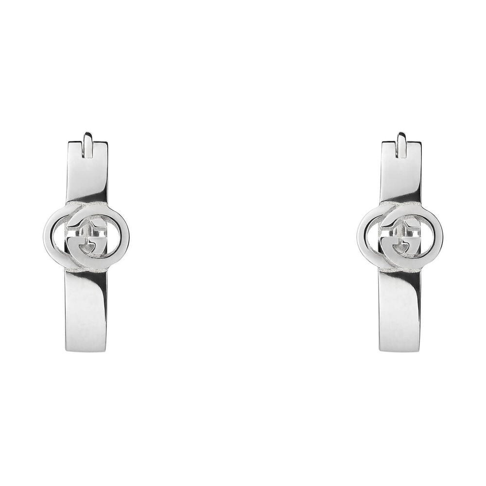 Gucci Interlocking Sterling Silver Hoop Earrings image number 2