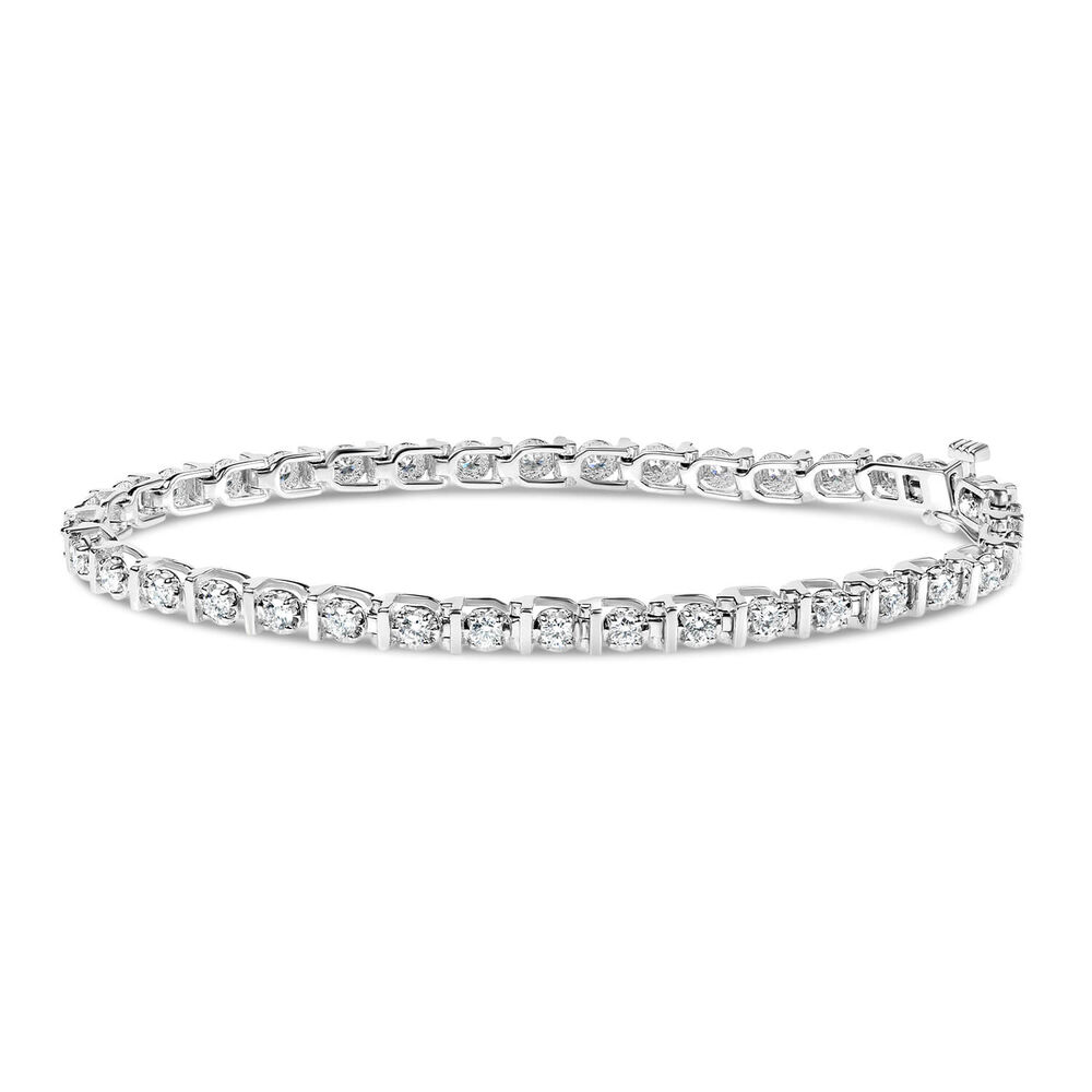 9ct white gold 2.00 carat tennis bracelet image number 0