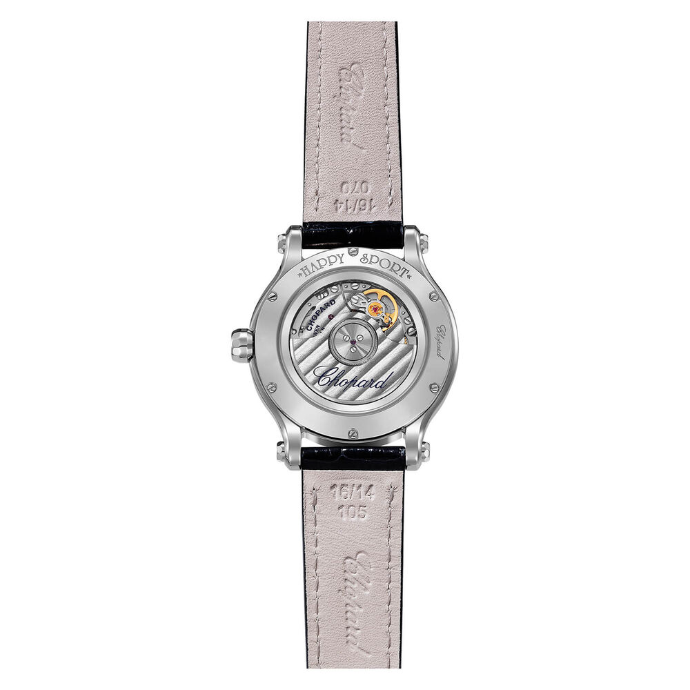 Chopard Happy Sport Silver Dial Diamonds Blue Leather Strap Watch image number 2