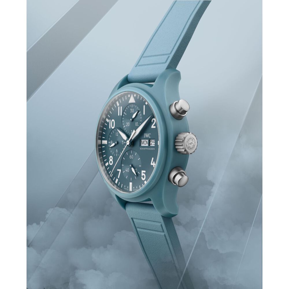 IWC Schaffhausen Pilot's Miramar Chronograph 41mm Blue Dial Ceramic Case Rubber Strap Watch image number 8