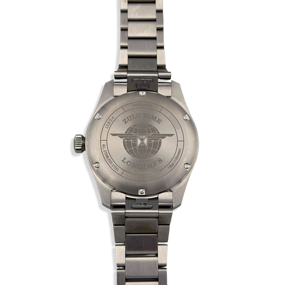 Pre-Owned Longines Spirit Zulu Time 42mm Blue Dial & Bezel Steel Bracelet Watch image number 3