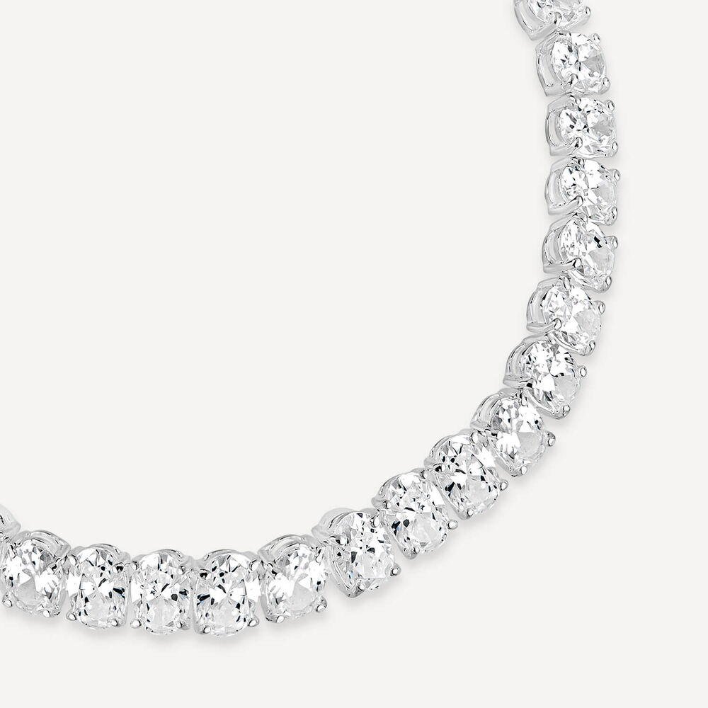 Sterling Silver Oval Cubic Zirconia Tennis Bracelet