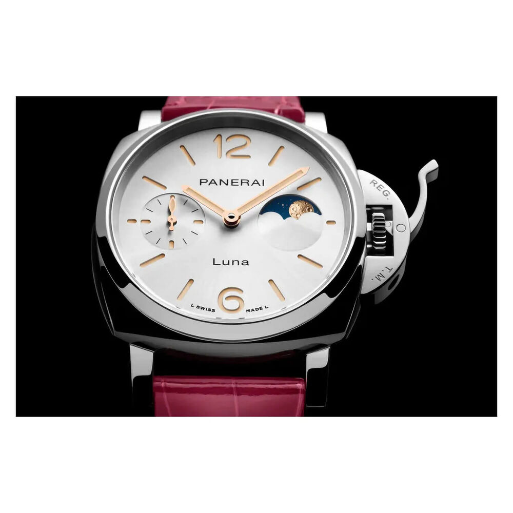 Panerai Luminor Due 38mm Luna White Dial Pink Strap Watch image number 6