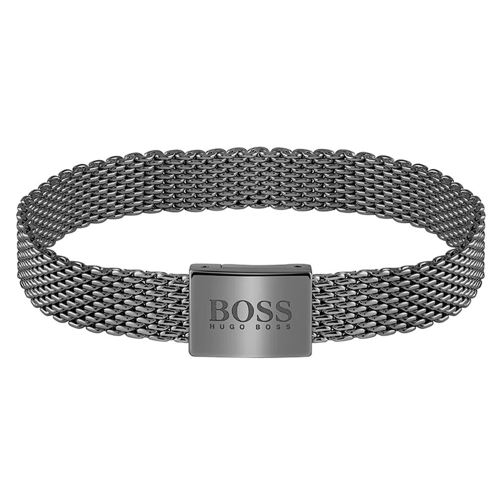 BOSS Gents Mesh Essentials Grey IP Mesh Bracelet