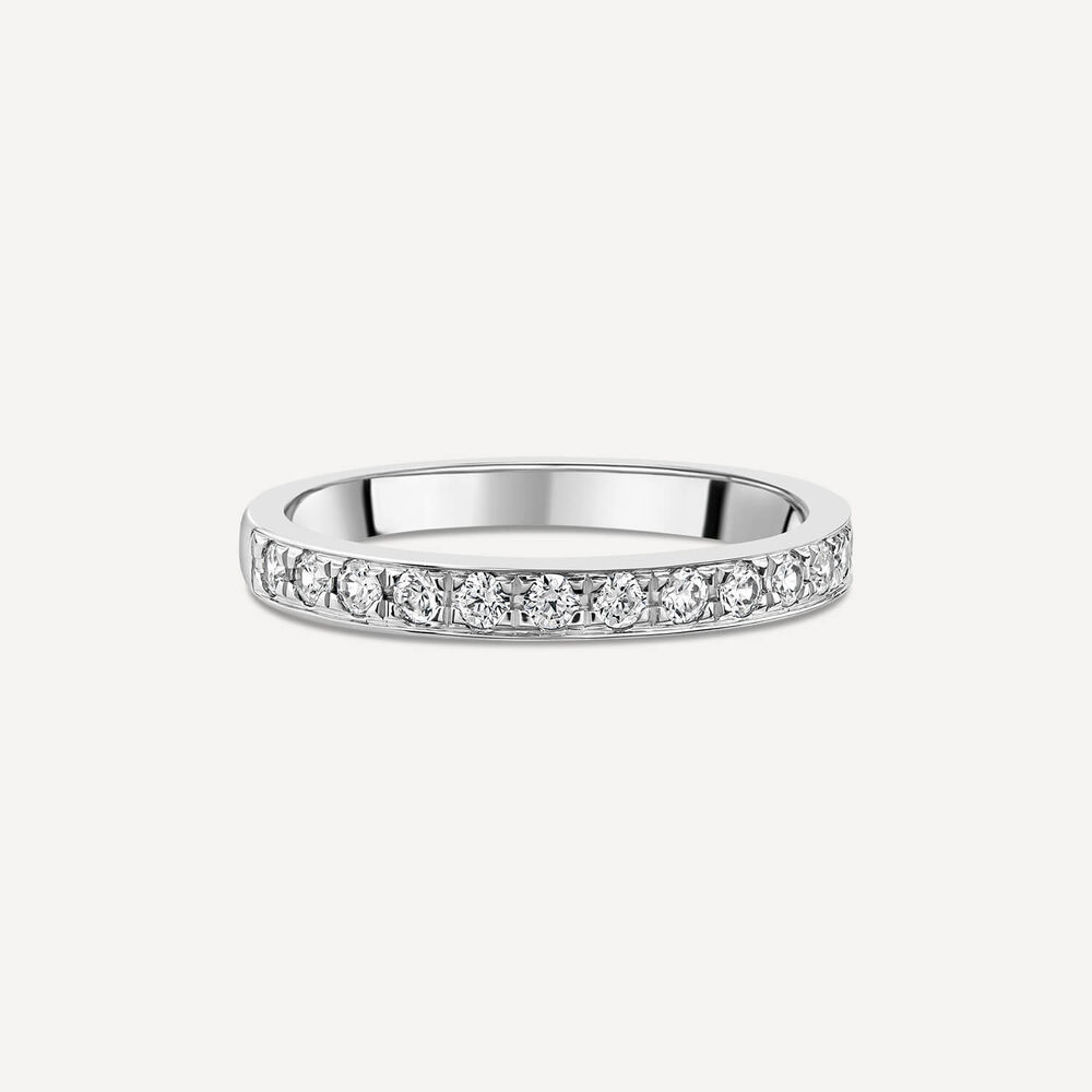 Platinum 2.5mm 0.30ct Diamond Pave Set Wedding Ring image number 2