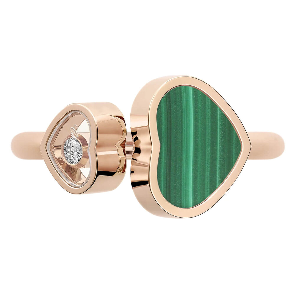 Chopard Happy Hearts 18ct Rose Gold 0.04ct Diamond & Green Malachite Ring