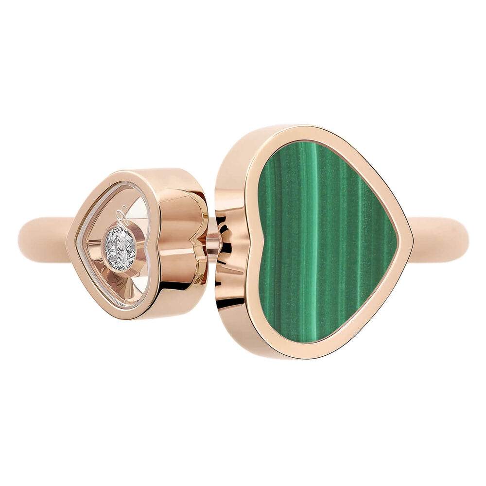 Chopard Happy Hearts 18ct Rose Gold 0.04ct Diamond & Green Malachite Ring image number 1
