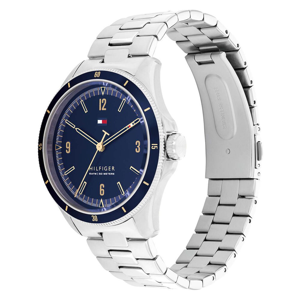 Tommy Hilfiger 43mm Blue Dial Blue Bezel Steel Case Bracelet Watch