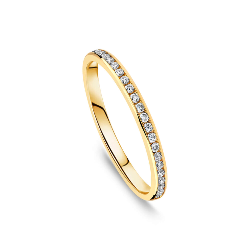 Born 18ct Yellow Gold 0.10ct Lab Grown Diamond Channel Set Half Eternity Wedding Ring