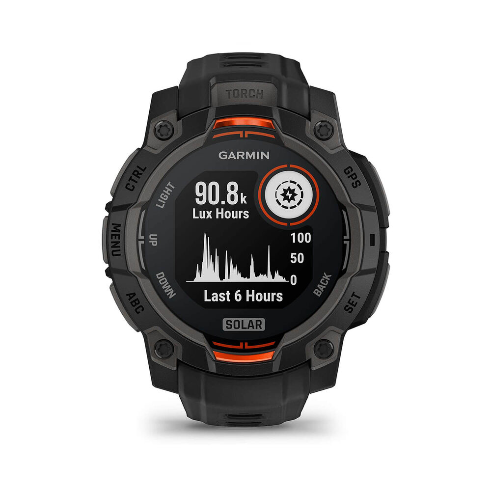 Garmin Instinct 3 Solar 45mm Black Bezel & Silicon Strap Watch image number 2