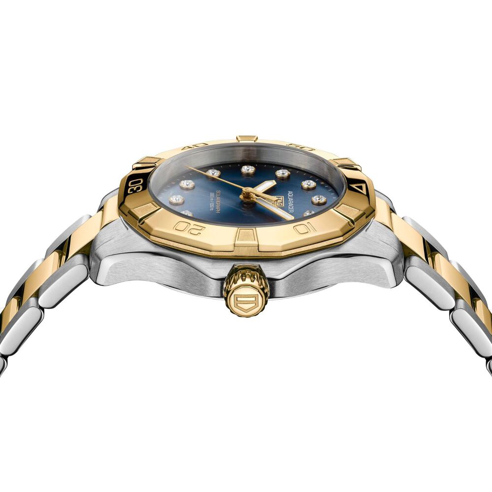 TAG Heuer Aquaracer Professional 200 Solargraph 34mm Blue Dial Diamond Dot Steel Bracelet Watch image number 3