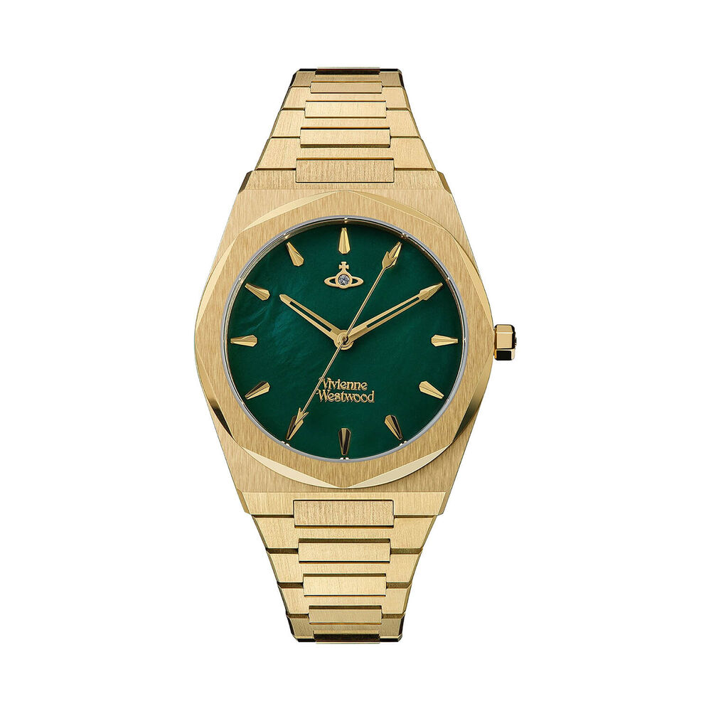 Vivienne Westwood Limehouse 39mm Green Mother of Pearl Dial Yellow Gold Steel Bracelet Watch image number 0