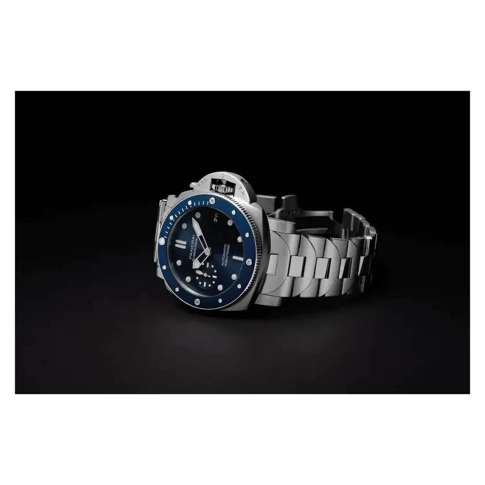 Panerai Submersible 42mm Blu Notte Blue Dial Silver Bracelet Watch image number 4