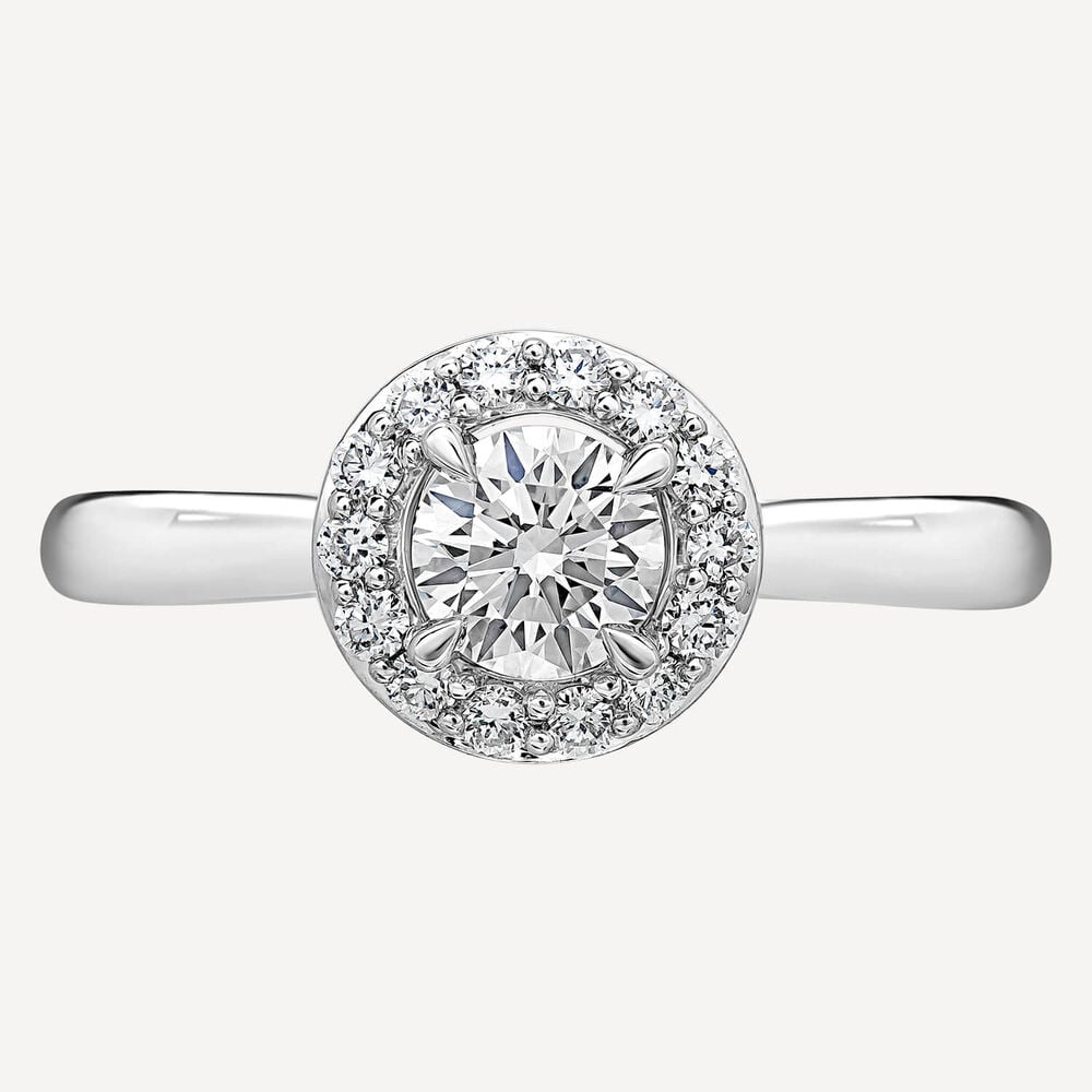 Platinum 0.40ct Round Diamond Halo Ring image number 1