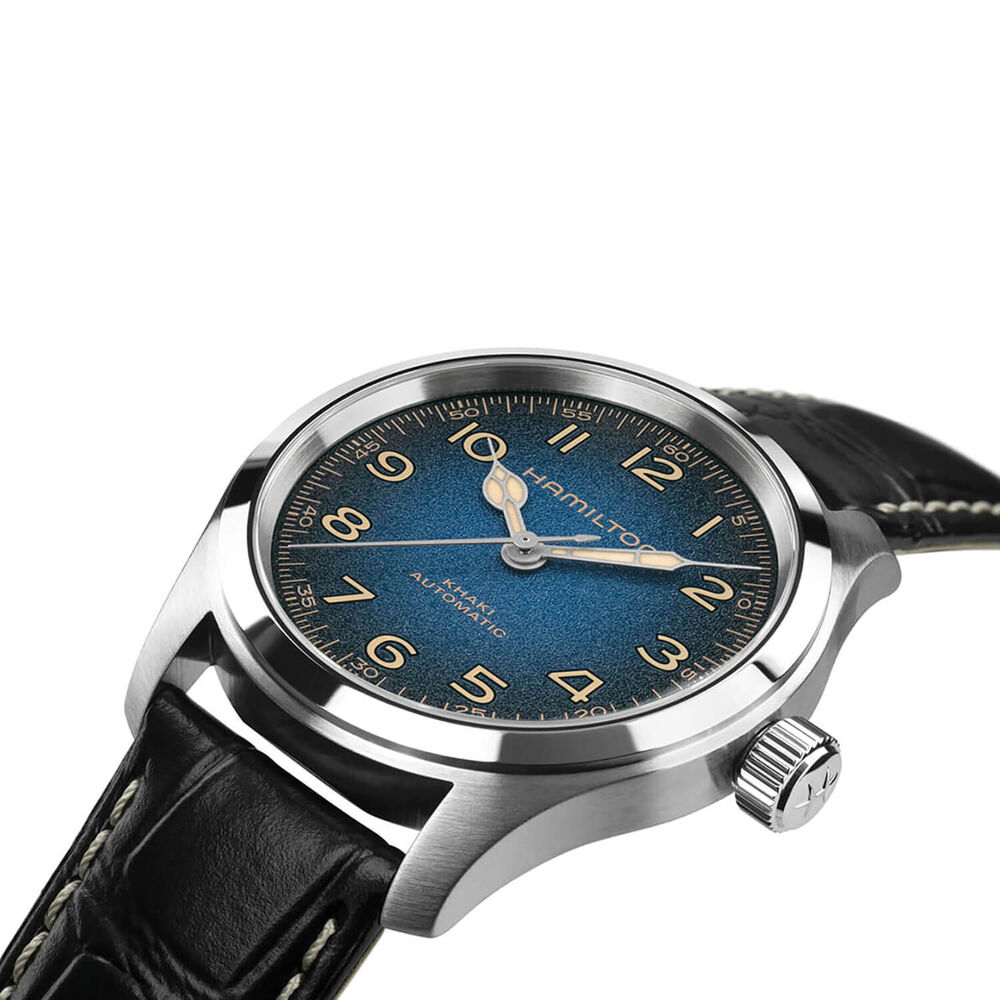 Hamilton Khaki Field Murph 38mm Blue Dial Black Leather Strap Watch