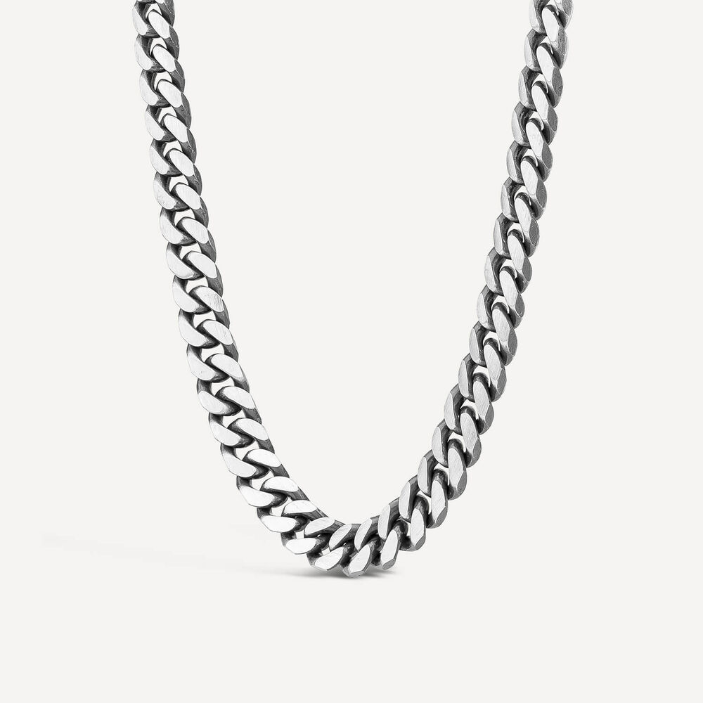 Sterling Silver Oxidised 20' Curb Mens Necklace