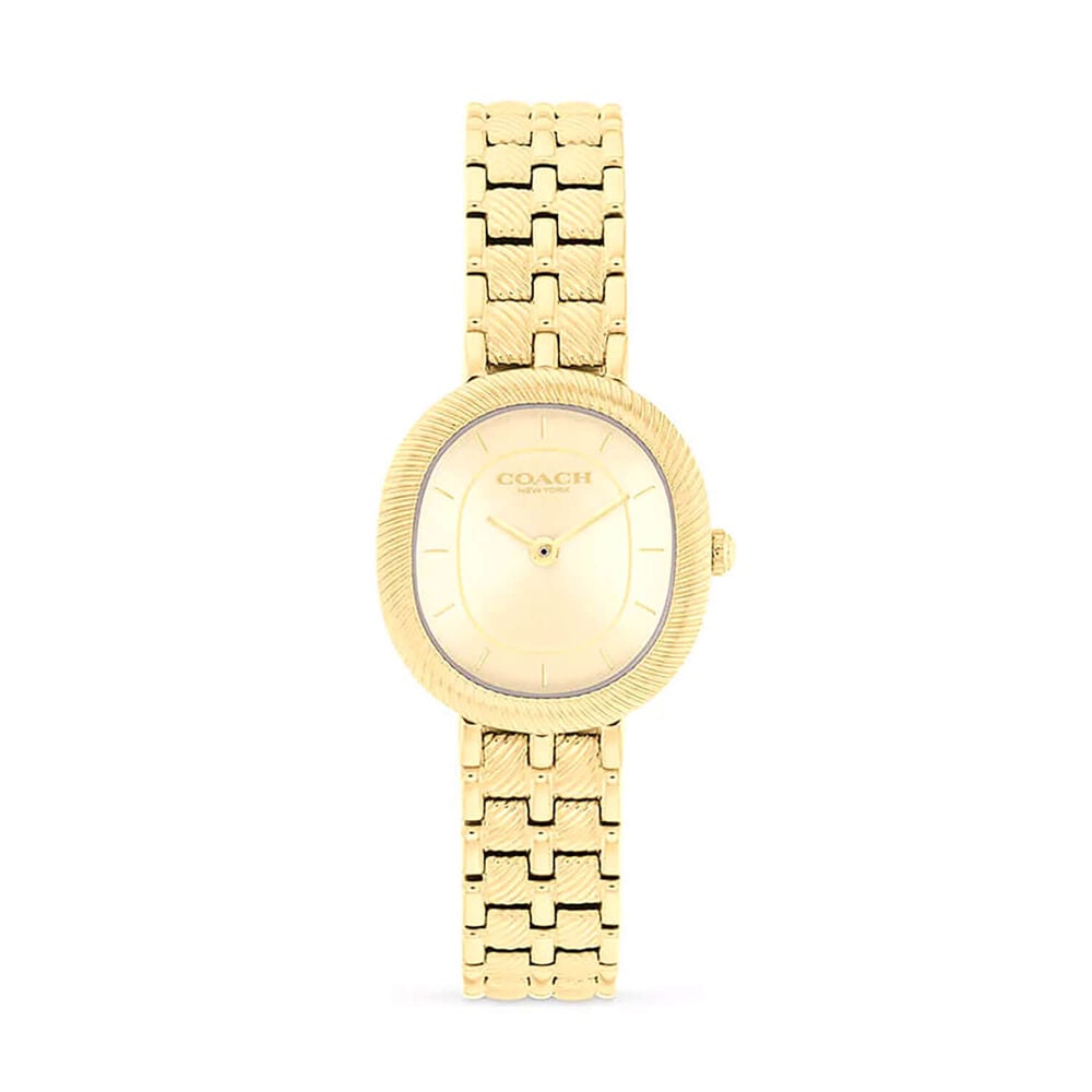 Coach Harlow 23.8mm Gold Dial Gold Tone Steel Bracelet Watch