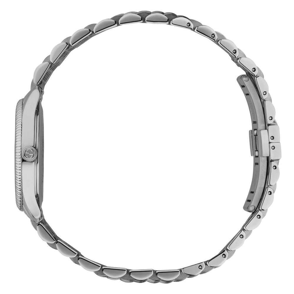 Gucci G-Timeless 29mm Silver Dial Bee Detail Steel Case Bracelet Watch image number 2