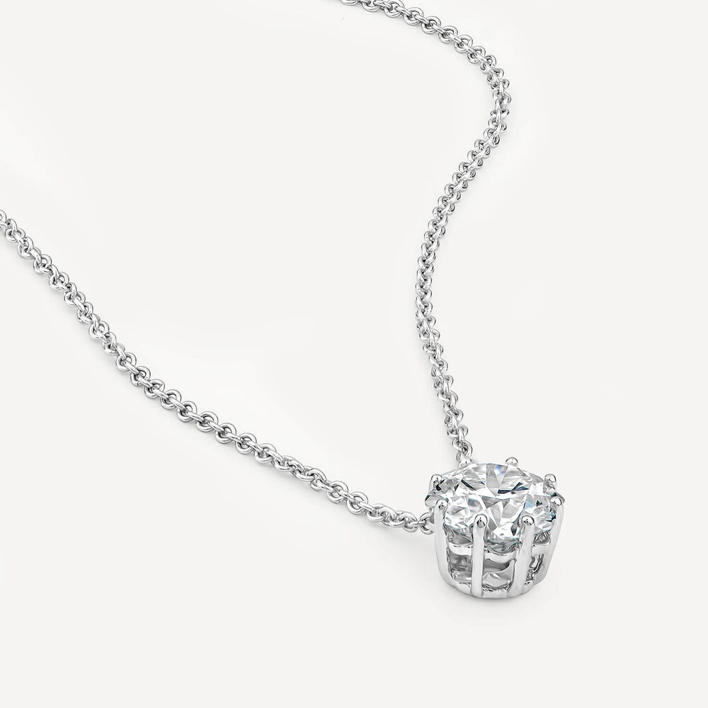 Born Classic 9ct White Gold Lab Grown 1ct Flower Cut Diamond Pendant image number 2