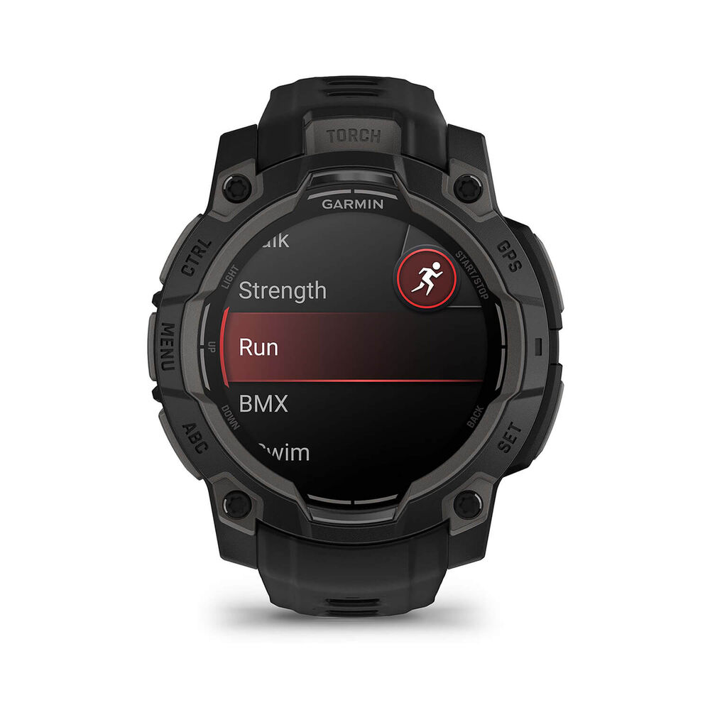 Garmin Instinct 3 AMOLED 45mm Black Bezel & Silicon Strap Watch image number 2