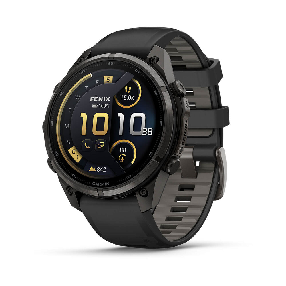 Garmin fenix 9 Pro 47mm Carbon Gray DLC Titanium Black/Pebble Grey Silicone Strap Watch