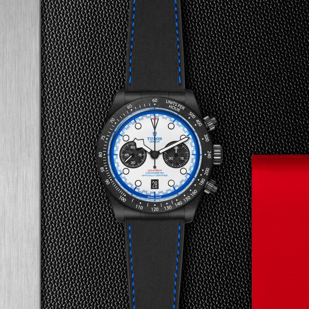 TUDOR Black Bay Chrono 'Carbon 25' Limited Edition 42mm White Dial Black Strap Watch image number 2