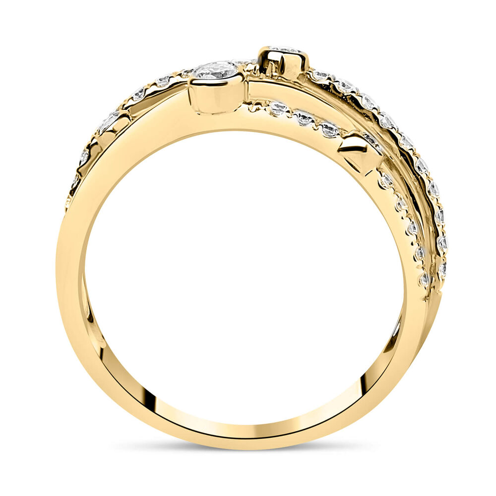 9ct Yellow Gold 0.50ct Diamond Crossover Bubble Ring image number 11