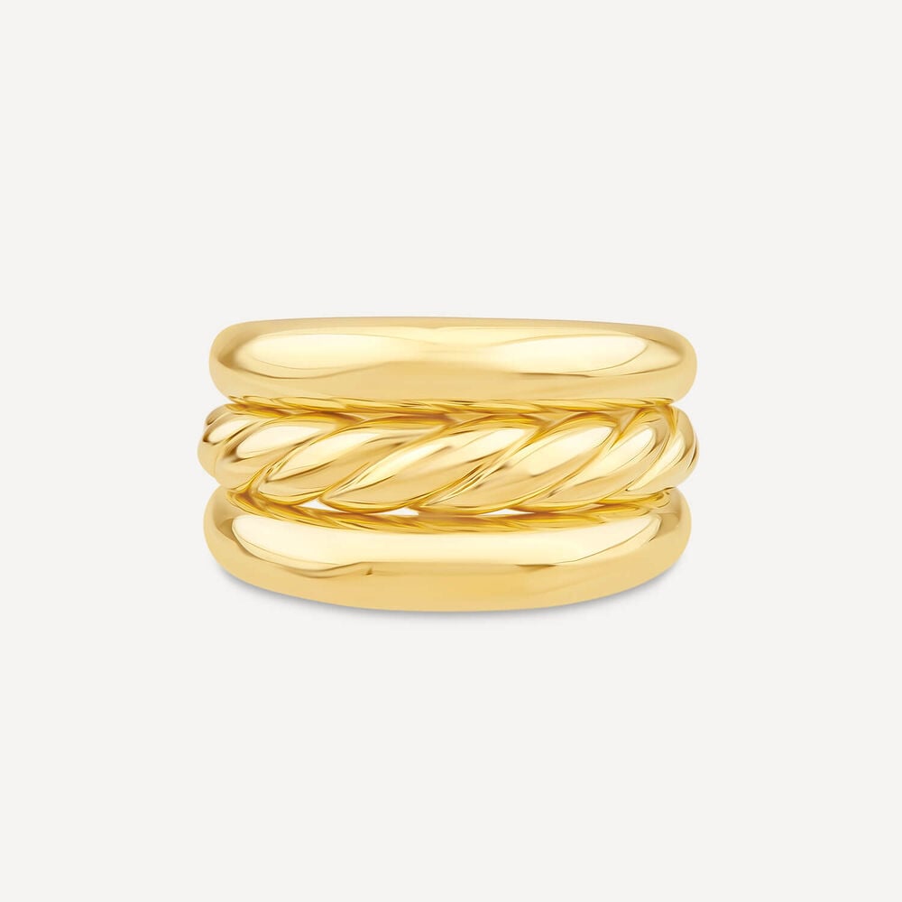 9ct Yellow Gold Wide Plaited Centre Band Ring image number 2