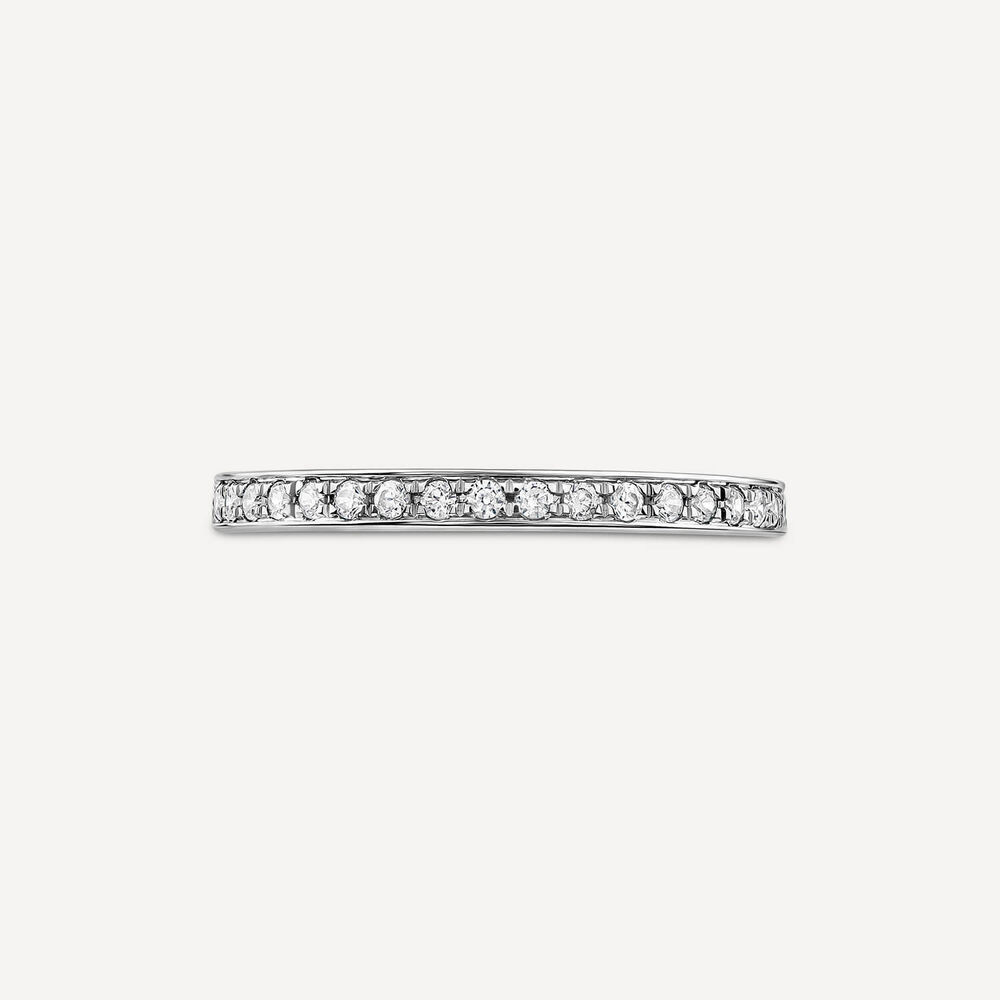 9ct White Gold 2mm 0.15ct Diamond Pave Set Wedding Ring image number 1
